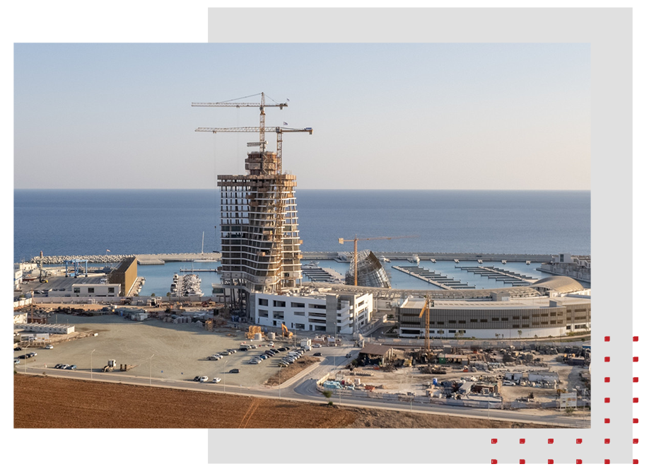 Construction site on ocean.